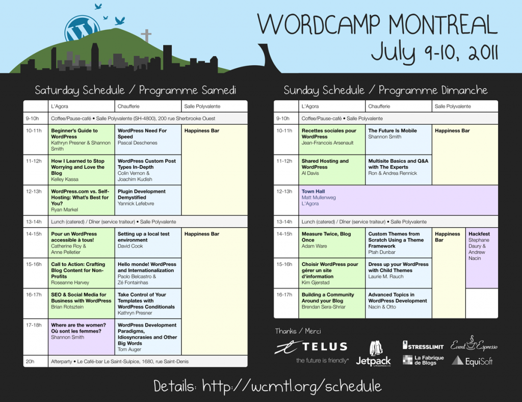 Two-day hourly schedule for WCMTL